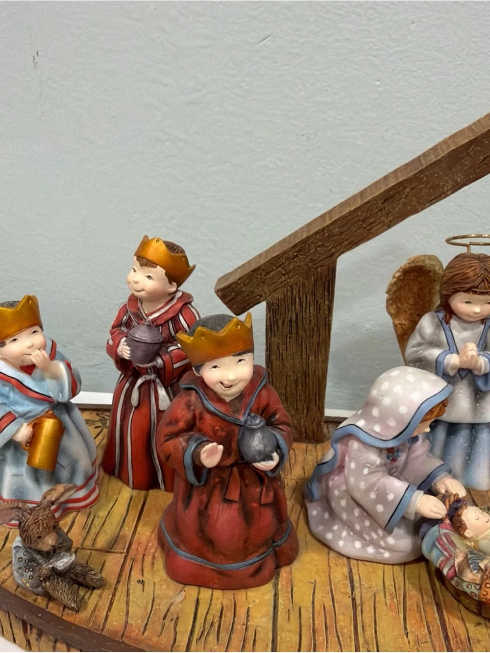Holiday Nativity Figurine Set - Red, Blue, Brown